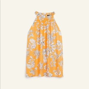 Tropical Toile Smocked Halter Top - Size S - Ann Taylor
